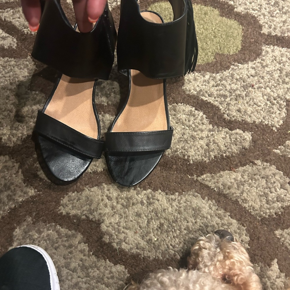 Rampage Black Sandals with Ankle Strap and Flat Sole